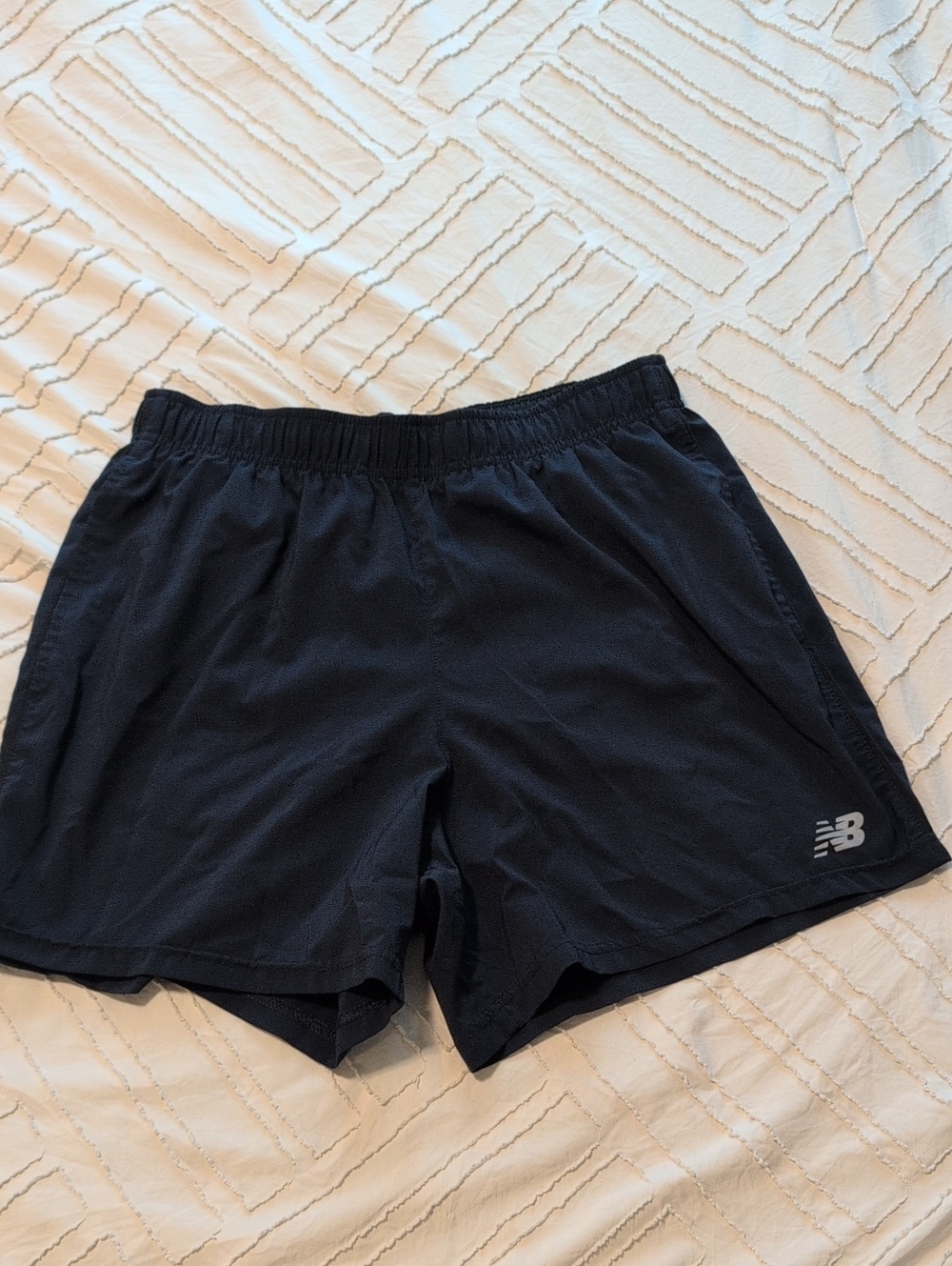 New Balance Men's Navy Athletic Running Shorts with Reflective Logo